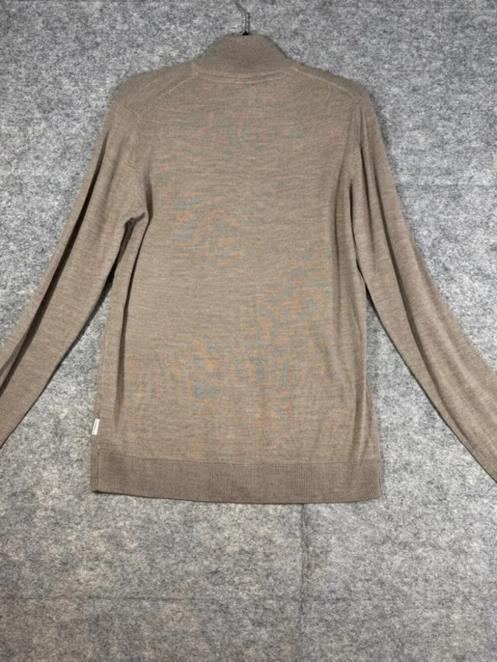Lindbergh Merino Wool Zip Up Sweater Beige Slim Fit Size M Minimalist Luxury